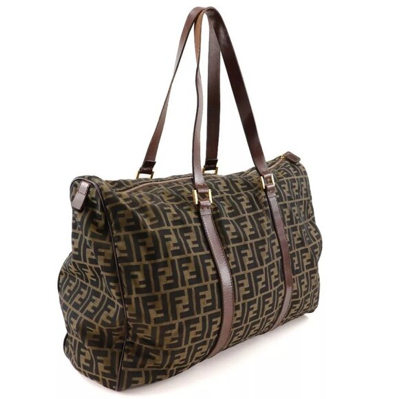 FENDI Zucca Boston bag Brown Nylon canvas unisex - Picture 5 of 12